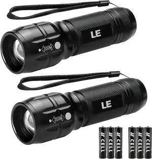 LED Flashlights High Lumens Small Flashlight Zoomable Waterproof Adjustable Brightness Flash Light for Outdoor Emergency Camping AAA Batteries Included 2 Pack