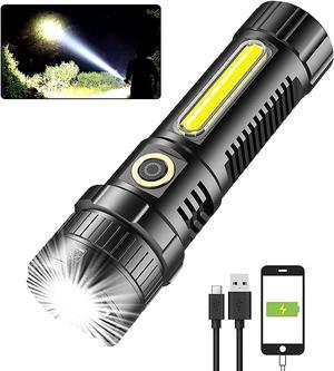 LED Rechargeable Flashlight 90000 High Lumens XHP70.2 Super Bright LED Magnetic Flashlight with COB sidelight Zoomable Waterproof 4Modes Powerful Rechargeable Tactical Flashlights for Camping