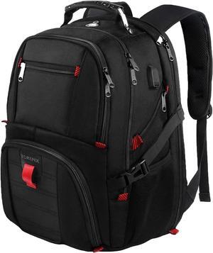 Travel Backpack 50L Extra Large Laptop Backpacks for Men Women Water Resistant College Backpack Airline Approved Business Work Bag with USB Charging Port Fits 17 Inch Computer Black
