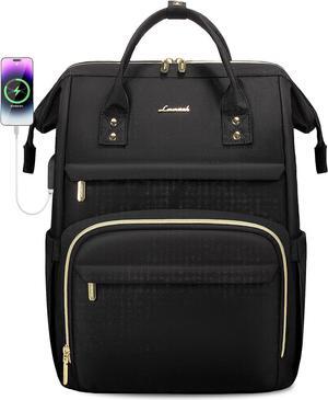 Laptop Backpack for Women 15.6 Inch Professional Womens Travel Backpack Purse Computer Laptop Bag Nurse Teacher Backpack Waterproof College Work Bags Carry on Back Pack with USB Port Black