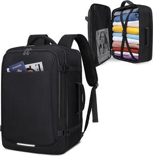 Travel Backpack for Men Women 40L Flight Approved Carry on Backpack 17 Inch Waterproof Laptop Backpack Large Luggage Daypack Business College Weekender Overnight Backpack with Shoe Bag Black