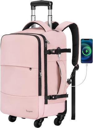 Rolling Backpack with 4 wheels 17 inch Travel Laptop Backpack for Women with Shoe Pouch Large Wheeled Backpack Carry on Luggage Overnight College Work Trolley Suitcase Bag Roller Backpack Adults