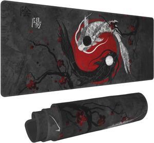 Browrrsson Japanese Art Mouusepad Japanese Art Koi Fish Gaming Mouse Pad Extended Stitched Edges Mousepad Large Mouse Mat Desk Pad Personalized The Office Mouse Pad 31.5 X 11.8 Inch