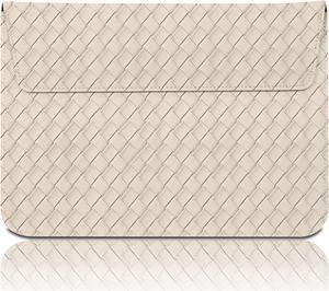Woven Fabric Laptop Sleeve Bag 13-13.6 inch Compatible with MacBook Air 13 inch M2 2022 A2681 M1 A2337 A2179 A1932/Pro 13 M2 M1 A2338 A2251 A2289 A2159 A1989 A1706 Leather Laptop Case Beige