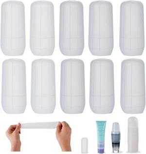 Travel Bottle Covers for Toiletries 10 Pack Silicone Travel Size Container Sleeves Stretching Travel Toiletries Accessories for Shampoo Lotion Conditioner (Clear White-10pcs)