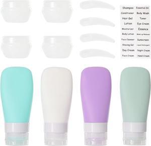 12 PCS Travel Bottles Set TSA Approved Travel Accessories Toiletries Portable Silicone Travel Size Containers with Tag Travel Shampoo Conditioner Cream Bottles for Traveling