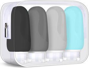 Travel Bottles Set for Toiletries Tsa Approved Travel Size Containers BPA Free Leak Proof Refillable Liquid Silicone Squeezable Travel Accessories for Shampoo Conditioner LotionGrey