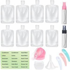 17 Pack Travel Pouches for Toiletries TSA Approved Travel Size Portable Containers Stand Up Pouch Refillable Travel Accessories for Shampoo Conditioner Lotion Soap Liquids (C-17pcs)