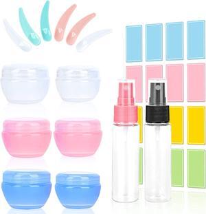 15Pcs Travel Jars for Creams Travel Size Containers for Toiletries TSA Approved Leak-proof Travel Accessories with Lid for Cosmetic Makeup Body Hand Face Cream With 2 Spray Bottles (Size A)