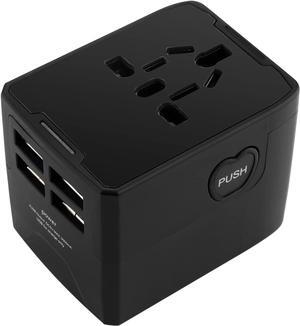 Universal Travel Adapter International Plug Adaptor 6.3A Max Smart Power 4 USB Ports Work - 150+ Countries - 220 Volt Adapter - Travel Adapter Type C A G I for UK Japan Germany