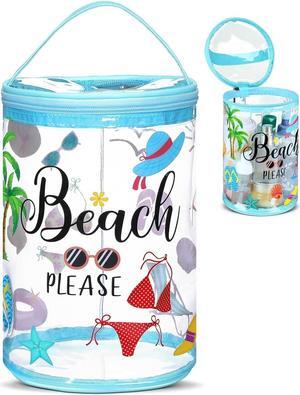 Clear Beach Lotion Toiletry Bag Sunscreen Travel Makeup Case Waterproof PVC Cosmetic Bag Hawaiian Tropical Portable Survival Organizer Pouch for Women Girl Gift Summer Pool Luau Party Favor Supply