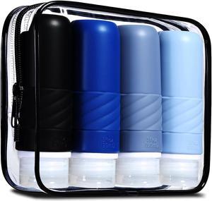 Travel Bottles for Toiletries Tsa Approved 3oz Portable Travel Bottles BPA Free Leak Proof Squeezable Travel Size Containers Travel Accessories for Shampoo Conditioner Lotion (4 Pack)