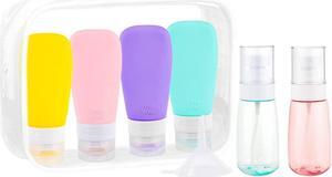 Silicone Travel Bottles Leak Proof Squeezable Refillable Travel Accessories Toiletries Containers Travel Size Cosmetic Tube for Shampoo Lotion Soap Liquids (2oz Pink/blue/purple/yellow)