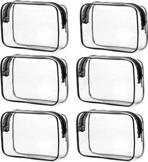 Clear Toiletry Bag 6 Pack Quart Size Travel Bag Clear Cosmetic Makeup Bags wih Zippers for Women Men Vacation Bathroom and Organizing