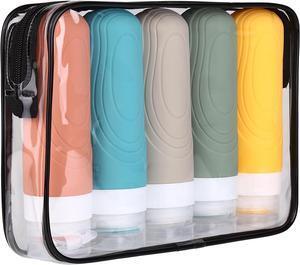 Travel Bottles for Toiletries 3oz Travel Size Containers BPA Free Leak Proof Refillable Liquid Silicone Squeezable Travel Accessories for Shampoo Conditioner Lotion (5 Pack)-Bright Colors