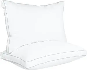Bed Pillows for Sleeping Queen Size (White) Set of 2 Cooling Hotel Quality Gusseted Pillow for Back Stomach or Side Sleepers