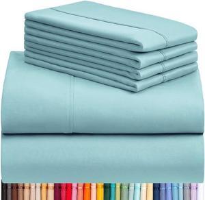 6 PC Queen Sheet Set Bamboo Sheets Queen Size Deep Pockets 18 Eco Friendly Wrinkle Free Cooling Bed Sheets Machine Washable Hotel Bedding Silky Soft - Aqua Queen