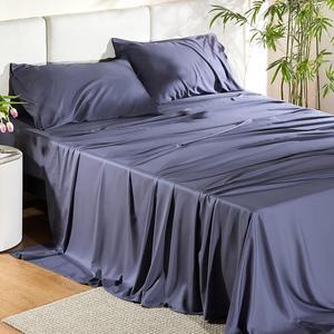 Cooling Sheets Set Grey Rayon Made from Bamboo Queen Sheet Set Deep Pocket Up to 16 Hotel Luxury Silky Soft Breathable Bedding Sheets & Pillowcases