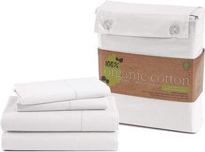 100% Organic Cotton Queen Sheets 4-Piece bed sheets for Queen Size Bed Percale Weave Ultra Soft Best Bedding Sheets for Bed Breathable Fits Mattress Upto 15 Deep - White Queen Sheet Set