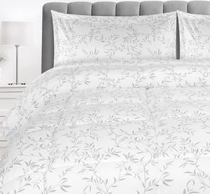 Queen Comforter Set (Vines Grey) with 2 Pillow Shams - Bedding Comforter Sets - Down Alternative Comforter - Soft and Comfortable - Machine Washable