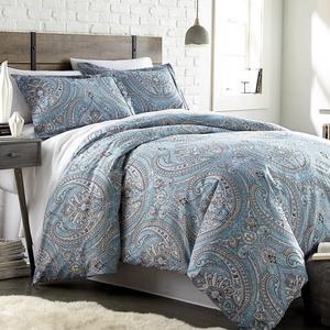Southshore Fine Living Inc. Oversized Comforter Bedding Set Down Alternative All-Season Warmth Soft Cozy Paisley Bedspread 3-Piece with Two Matching Shams Pure Melody Aqua King/California King