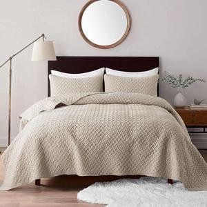 Beige King Size Quilt Bedding Sets with Pillow Shams Lightweight Soft Bedspread Coverlet Quilted Blanket Thin Comforter Bed Cover for All Season Spring Summer 3 Pieces 104x90 inches