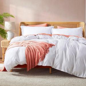 White Duvet Cover Queen Size - Soft Double Brushed Queen Duvet Cover Set 3 Piece with Button Closure 1 Duvet Cover 90x90 inches and 2 Pillow Shams