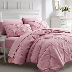 Queen Comforter Set-Bed in a Bag 7 Pieces Pink Comforter Set Queen with Comforters Sheets Pillowcases & Shams All Season Queen Bedding Sets (Pink Queen)