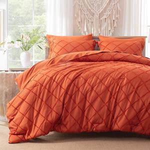 Boho Orange Comforter Set with Jacquard Tufted Design Farmhouse Bedding Sets for All Seasons Soft 7 Pieces Queen Bed in a Bag with Comforter Flat Sheet Fitted Sheet Pillowcases & Shams