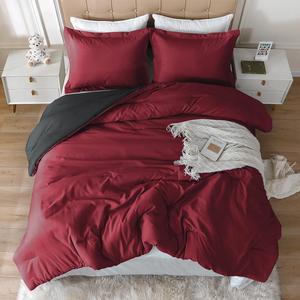 Queen Comforter Set Red & Black Comforter for Queen Size Bed Soft Warm Bedding Set 3 Pieces for All Seasons 1 Comforter (88x88) and 2 Pillow Shams (20x30)
