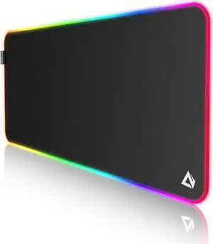 EASEMO Gaming Mouse Pad, RGB Mouse Mat XXL Large (35.4 x 15.75 in) with 7 LED Colors 11 Lighting Modes Waterproof Fabric Surface Non-Slip Rubber Base for PC Laptop Keyboard
