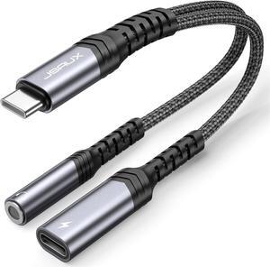 USB C to 3.5mm Headphone and Charger Adapter 2-in-1 USB C to Aux Audio Adapter with PD 60W Fast Charging Compatible with Apple iPhone 15/15Plus/15Pro/15Pro Max Samsung S23/S22/S21 iPad Pixel 7/6