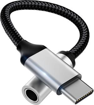 USB Type C to 3.5mm Audio Headphone Jack Adapter USB C to Aux Female Audio Dongle HiFi DAC Braided Cable Cord Compatible with Samsung Galaxy S22 S21 S20 Plus/Ultra iPad Pro MacBook Pixel 4 5 6 XL