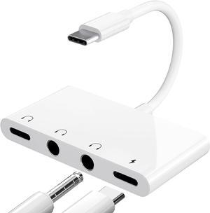 USB C to 3.5mm Audio Adapter 4-in-1 USB C Headphone Splitter
