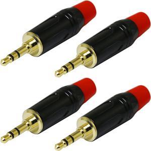 Audio Phono Male Plug 4PCS 3-Pole 3.5mm Stereo Headphone Jack Male Plug Repair Replacement Solder Adapters 1/8inch Solder Type DIY Audio Cable Connector