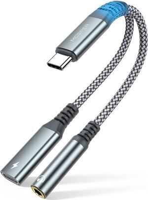 USB C to 3.5mm Headphone and Charger Adapter USB C PD 60W 2-in-1 USB C to AUX Mic Jack with Fast Charging Dongle Cable Compatible with Samsung Galaxy S23 S22 S21 S20 Ultra Note 20 S10 S9 iPad Pro