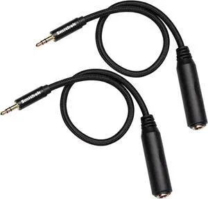 2 Pack 3.5mm to 1/4 inch Female Headphone Adapter Quarter 1/4 inch 6.35mm Stereo Female Jack to 1/8 inch 3.5mm Male Audio Adapter for Headphone Amplifiers Guitar Amp etc.- 12inch/30cm