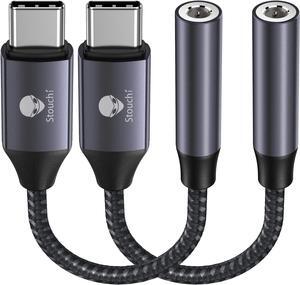 USB C to 3.5mm Dongle Adapter (2 Packs) Type C Headphone Audio Jack Cable Cord Hi-Fi DAC Chip for iPhone 16/15 Pixel 9/8 /7/6 iPad  Galaxy S22 S21 Ultra Z Flip Note20- Grey