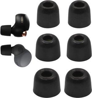 Replacement Memory Foam Ear Tips Noise Canceling Foam Ear Tip Compatible with Sony WF-1000XM4 / 1000XM5 Earbud Headphones [Fit in Case] L/M/S 3 Size 3 Pairs Black (Foam4XM4B3P)