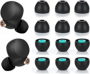 Silicone Ear Tips Replacement for Sony XBA MDR WF Earphones Compatible with WF-1000XM5 1000XM4 1000XM3 Earbuds Tips Eartips Ear Caps Fit in case M Size 6 Pairs Silicone Black/Medium