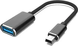 Mini USB OTG Cable for Digital Cameras - USB A Female to Mini USB B 5-pin Male Adapter Braided Cable