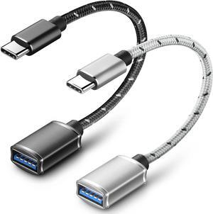 USB C to USB OTG Adapter Type C OTG Cable USB C Male to USB Female Adaptor Cord USB A to USB C Charger Cable Compatible with Samsung Galaxy LG MacBook iPad Tablet (Black+Sliver)