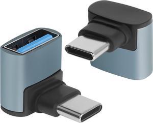 90 Degree USB C to USB 3.0 OTG Adapter Up & Down Angled USB Type C Male to USB Female Adapter for Smartphone Flash Drives Laptop USB Peripherals -2Pack