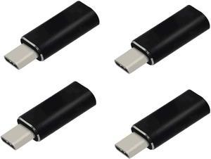4 Pack Black Adapter - Female Lightning to Male USBC - Supports Charging and Data Transfer - Compatible with iPhone 14 14Pro Max Plus iOS Samsung Galaxy Note S10 S20 S21 Google Pixel