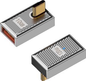 120W USB A to USB C Adapter 90 Degree USB C to USB Adapter Right Angle USB Type 3.1 Female to USB C Male Converter OTG Fast Charging Compatible with MacBook Tablet Samsung Galaxy 2 Pack