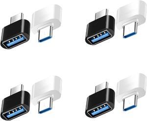 USB C to USB Adapter (8-Pack) Black 4 Packs and White 4 Packs Type C OTG Converter Support Data Transmission USB C OTG Adapter 8 Packs in Total