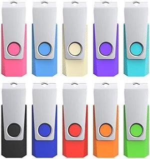 64GB Flash Drive 10 Pack Thumb Drive 64 GB USB Flash Drives 64G 10 PCS USB Drive Bulk Jump Drive Swivel Pen Drive Data Storage USB Stick with LED Indicator 64G