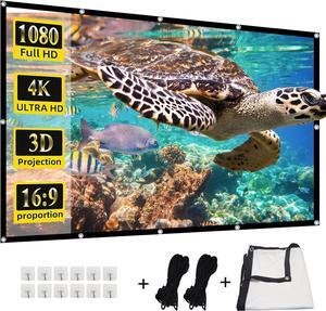 Projector Screen 4K 16:9 HD Rear Front Projector Screen Foldable Projection Screen Double-Sided Portable Outdoor Indoor Projector Screen for Movie Home Theater (120)