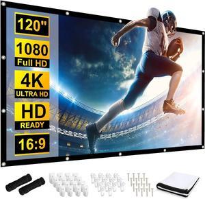 120 inch Projector Screen Double Sided Washable Outdoor Projection Screens 16:9 Foldable Anti-Crease Portable Projection Movies Screen for Camping Party Home Theater Office