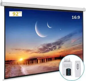 Motorized Projector Screen with Remote Control, No Wrinkles, Witt Dents, HD Screen, for Home Theater Office Classroom TV Usage (92inch 16:9)